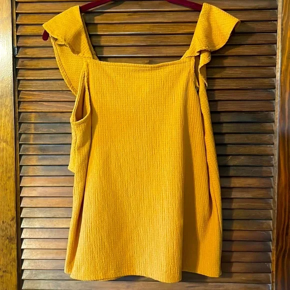 Nine West Deep Mustard Orange/Yellow Sleeveless Blouse - Picture 5 of 5